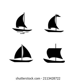 Das Segelboot-Icon-Set. Segelschiff Symbol. Logo für Yachtclub, für Schiffsmodellsport. Vektorgrafik.