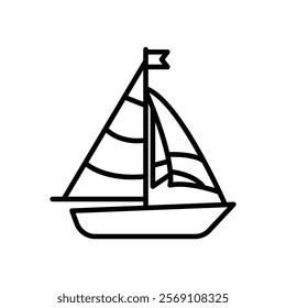 Sailboat icon silhouette on white background. Linear style sign for mobile concept and web design. Sailboat symbol logo illustration.