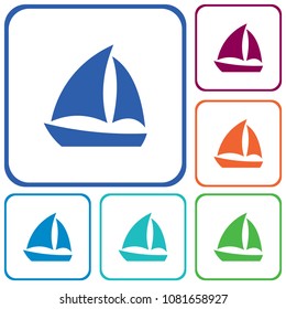 Sailboat icon simple flat style vector sign