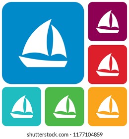 Sailboat icon simple flat style vector sign