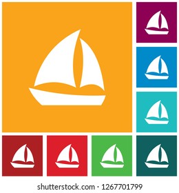 Sailboat icon simple flat style vector sign