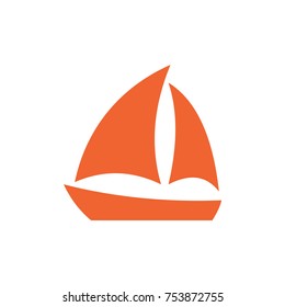 Sailboat icon simple flat style vector sign