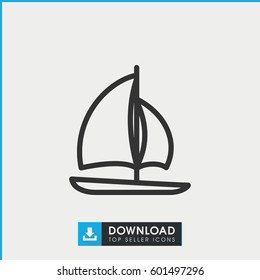 sailboat icon. simple outline sailboat vector icon. on white background.