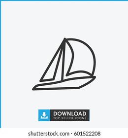 sailboat icon. simple outline sailboat vector icon. on white background.