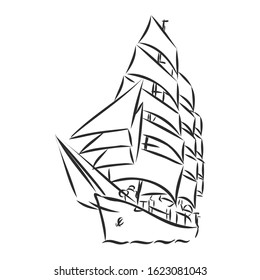 sailboat icon, simple sketch, sailboat on water, sign