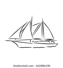 sailboat icon, simple sketch, sailboat on water, sign