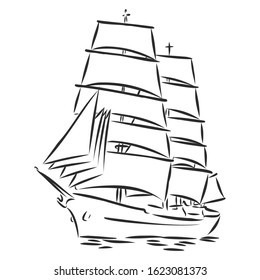 sailboat icon, simple sketch, sailboat on water, sign