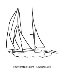 Continuous One Line Drawing Sailboat Vector Stock Vector (Royalty Free ...