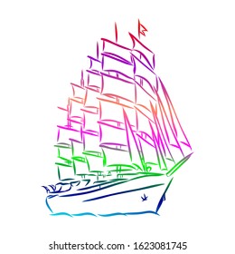 sailboat icon, simple sketch, sailboat on water, sign