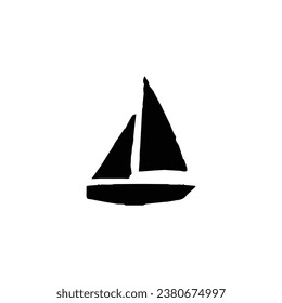 Sailboat icon. Simple style Yacht poster background symbol. Sailboat brand logo design element. Sailboat t-shirt printing. Vector for sticker.