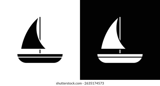 Sailboat icon in solid flat trendy design style.