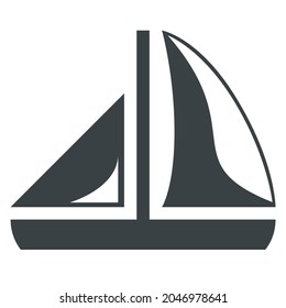 Sailboat icon, symbol. Flat icon design. Vector illustration. Isolated in white background.