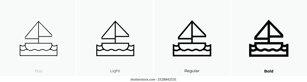 sailboat icon. Thin, Light Regular And Bold style design isolated on white background