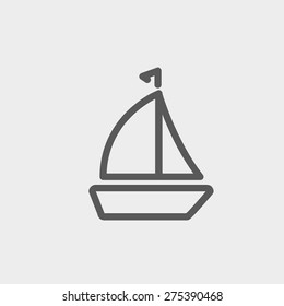 Sailboat icon thin line for web and mobile, modern minimalistic flat design. Vector dark grey icon on light grey background.