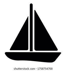 Sailboat icon for transportation apps and websites. Eps 10 vector illustration.