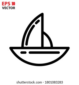 Sailboat icon for transportation apps and websites. Eps 10 vector illustration.