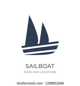 Sailboat Icon icon. Trendy flat vector Sailboat Icon icon on white background from Maps and Locations collection, vector illustration can be use for web and mobile, eps10