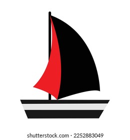 Sailboat icon vector in black red white background