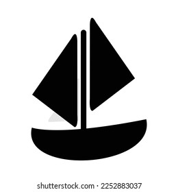 Sailboat icon vector in black and white background