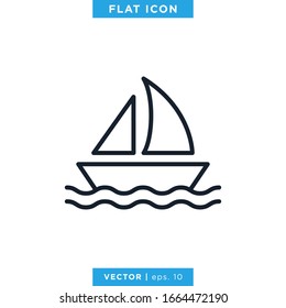 Sailboat Icon Vector Design Template. Editable Stroke.