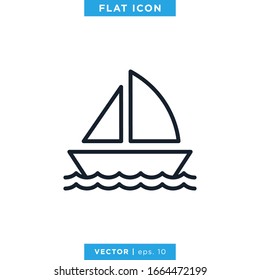 Sailboat Icon Vector Design Template. Editable Stroke.