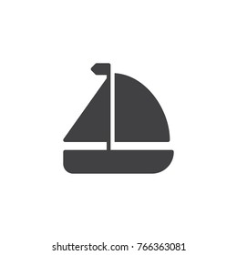 Sailboat icon vector, filled flat sign, solid pictogram isolated on white. Yachting trip symbol, logo illustration.