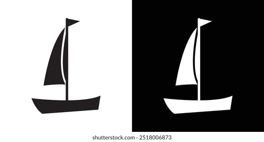 Sailboat icon Vector flat thin line illustration