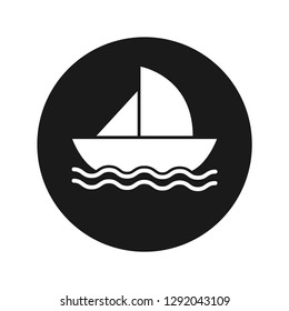 Sailboat icon vector illustration design isolated on flat black round button