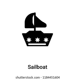 Sailboat icon vector isolated on white background, logo concept of Sailboat sign on transparent background, filled black symbol