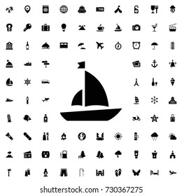 Sailboat icon vector isolated on white background. set of filled tourism icons.