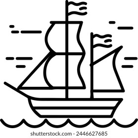 Sailboat icon vector line illustration