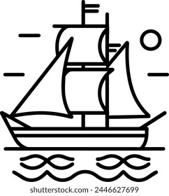 Sailboat icon vector line illustration