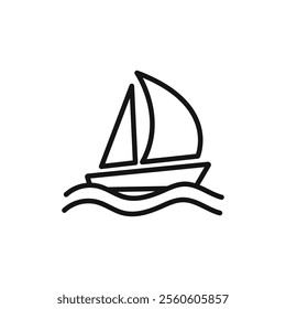 Sailboat icon vector line logo art