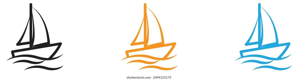 Sailboat icon vector logo set collection for web app ui