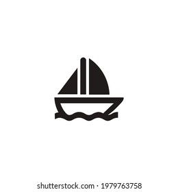 Segelboot-Symbol, Vektorgrafik auf weißem Hintergrund