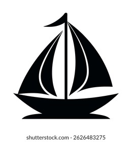 Sailboat Icon – Vector Silhouette of Sail Vessel on White Background