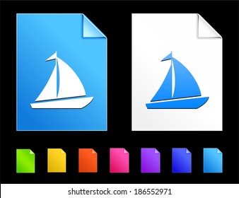 Sailboat Icons on Colorful Paper Document Collection