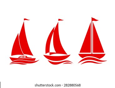 Sailboat icons on white background