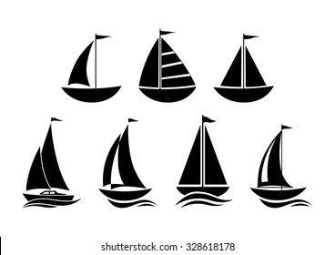 Sailboat icons on white background   