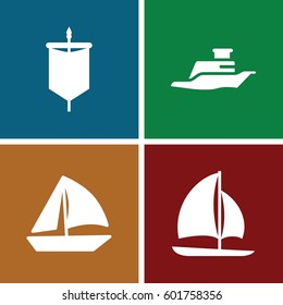 sailboat icons set. Set of 4 sailboat filled icons such as sailboat, ship svg