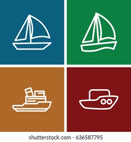 Sailboat icons set. set of 4 sailboat outline icons such as boat svg