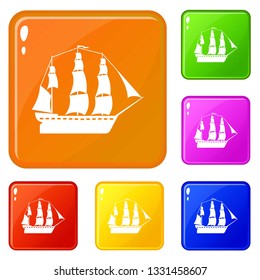 Sailboat icons set collection vector 6 color isolated on white background