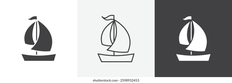 Sailboat icons in Thin line black color. flat simple vector symbols illustration.