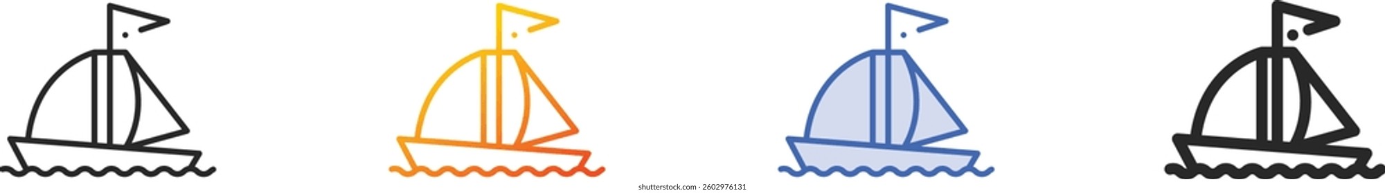 sailboat icon.Thin Linear, Gradient, Blue Stroke and bold Style Design Isolated On White Background