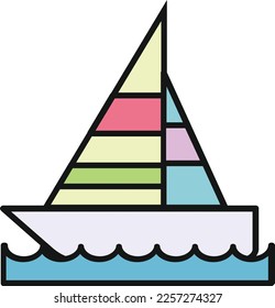sailboat illustration with flat style