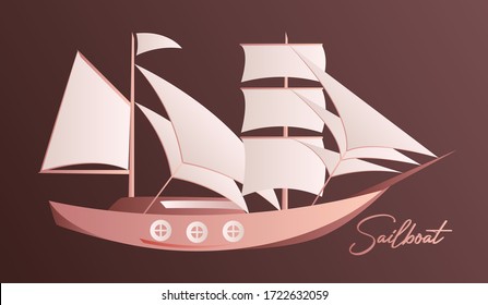 sailboat illustration for the icon on a retro-themed landing page, classic logo design