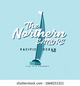Sailboat illustration.
Vector graphic for t shirt, sticker and other uses.