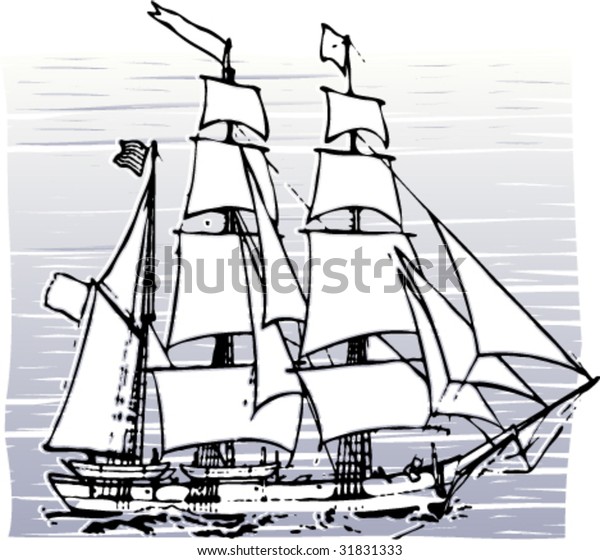 sailboat ink drawing