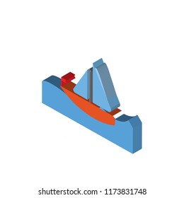 Sailboat isometric left top view 3D icon