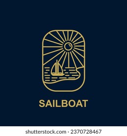 sailboat line art logo vector minimalist illustration design.